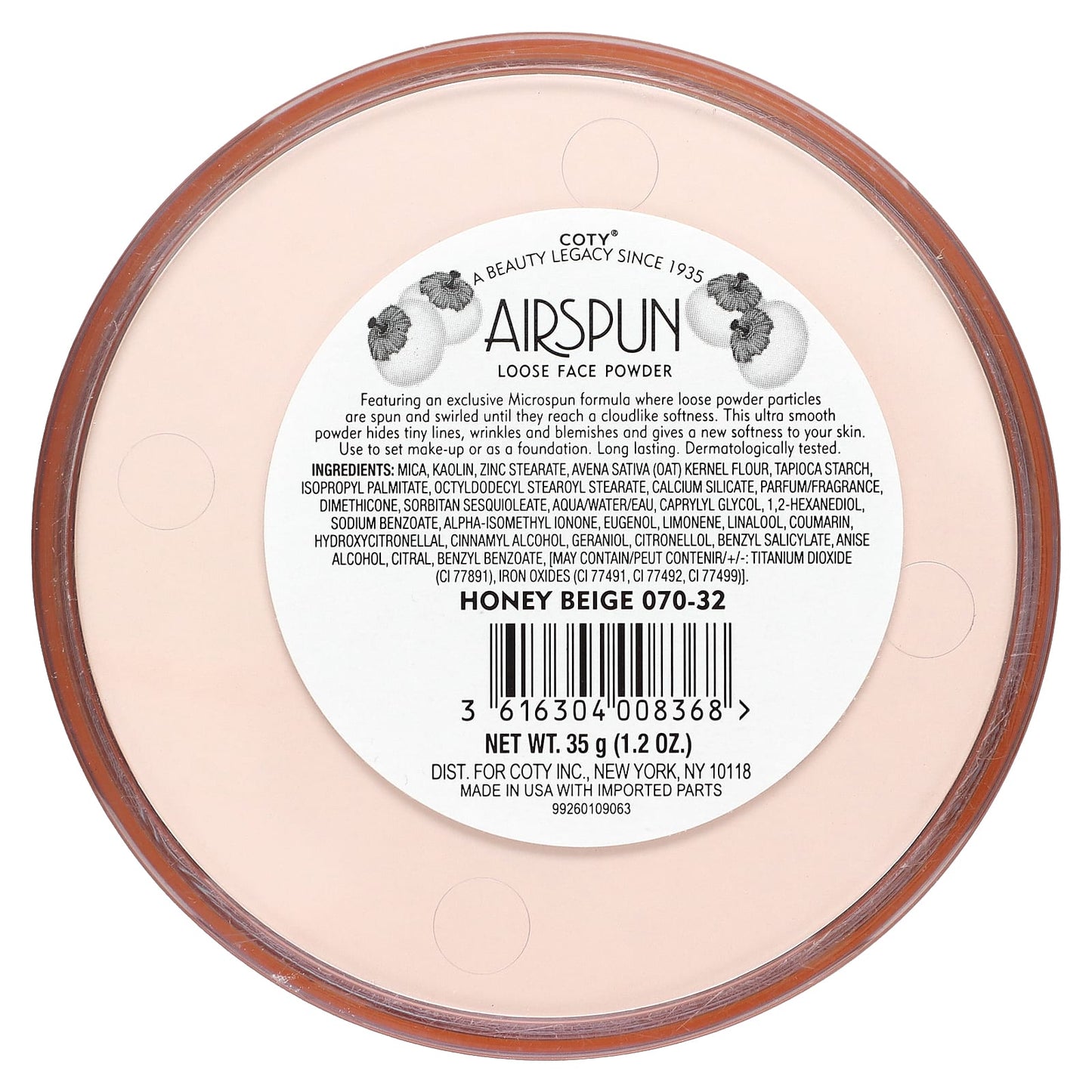 Airspun Talc-Free Loose Face Powder, Honey Beige 070-32, 1.2 oz - Image 2
