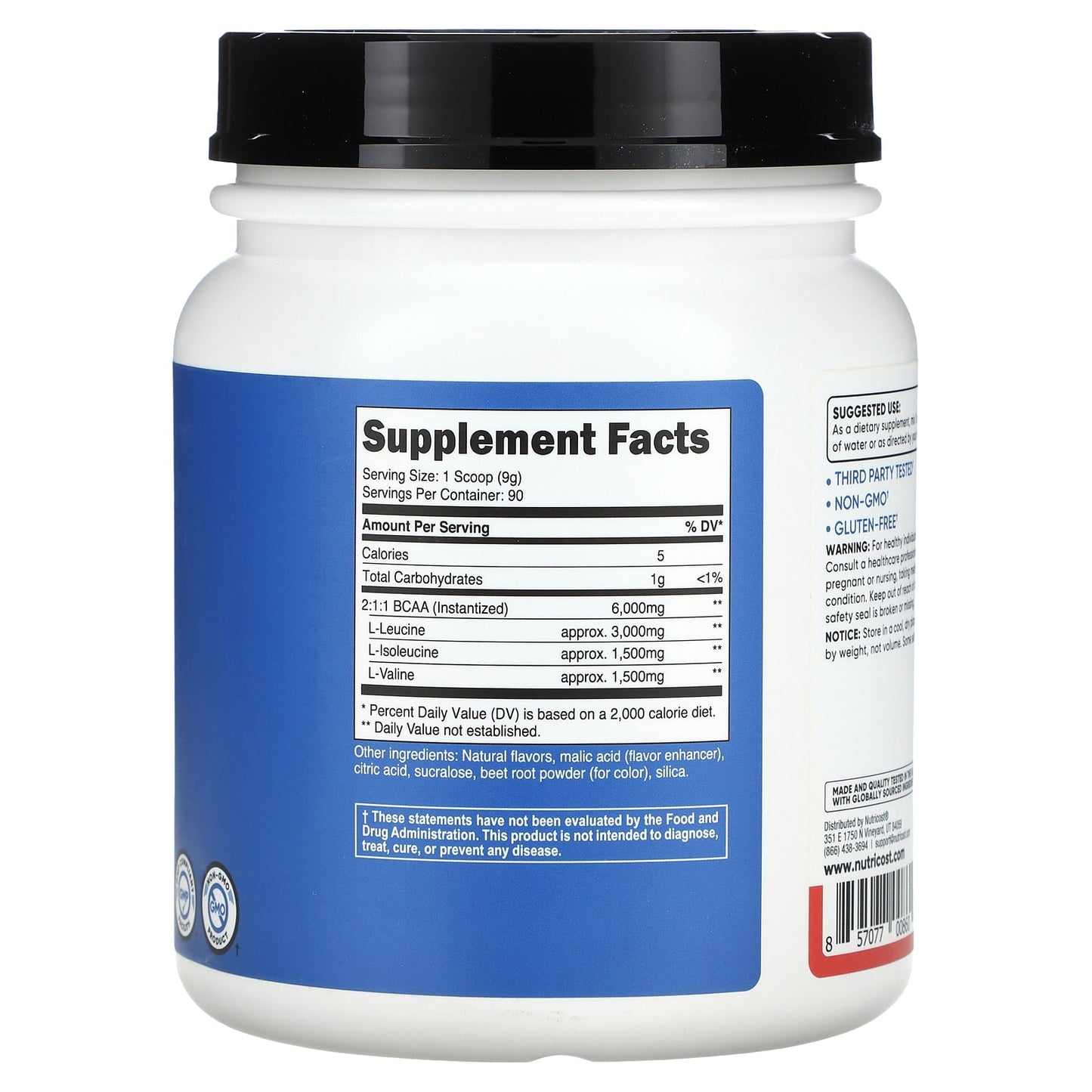 Nutricost, Performance, BCAA, Strawberry Kiwi, 1.8 lb (810 g) - Image 2