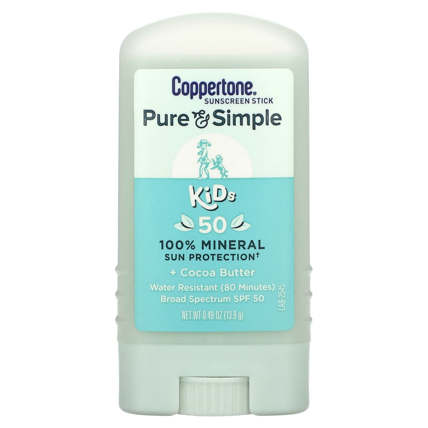 Coppertone Pure & Simple Kids Sunscreen Stick SPF 50 Cocoa Butter - Image 1