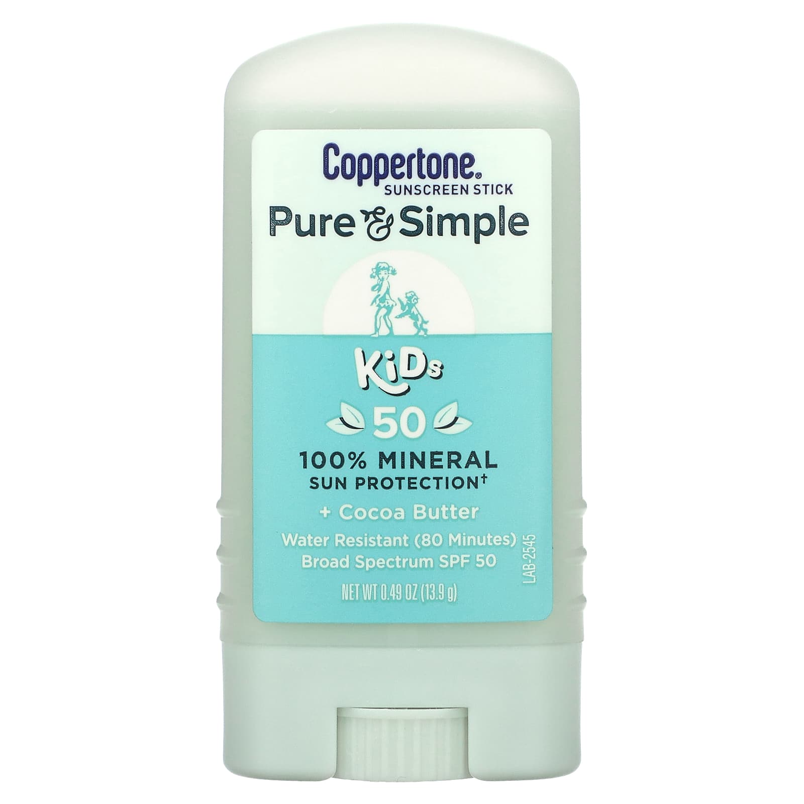 Coppertone Pure & Simple Kids Sunscreen Stick SPF 50 Cocoa Butter - Image 1
