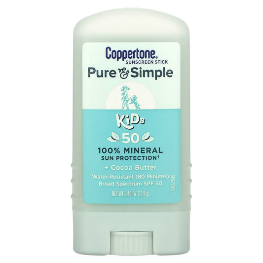 Coppertone Pure & Simple Kids Sunscreen Stick SPF 50 Cocoa Butter - Image 1