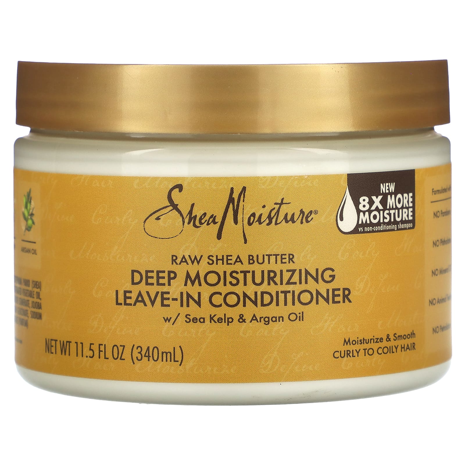 SheaMoisture, Raw Shea Butter, Deep Moisturizing Leave-In Conditioner, Curly to Coily Hair, 11.5 fl oz (340 ml) - Image 1
