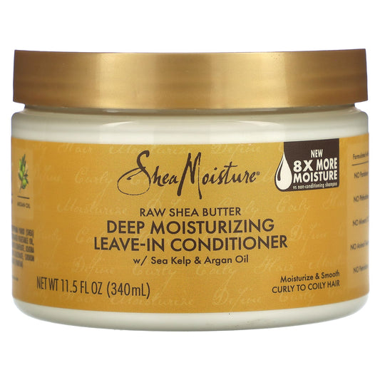 SheaMoisture, Raw Shea Butter, Deep Moisturizing Leave-In Conditioner, Curly to Coily Hair, 11.5 fl oz (340 ml) - Image 1