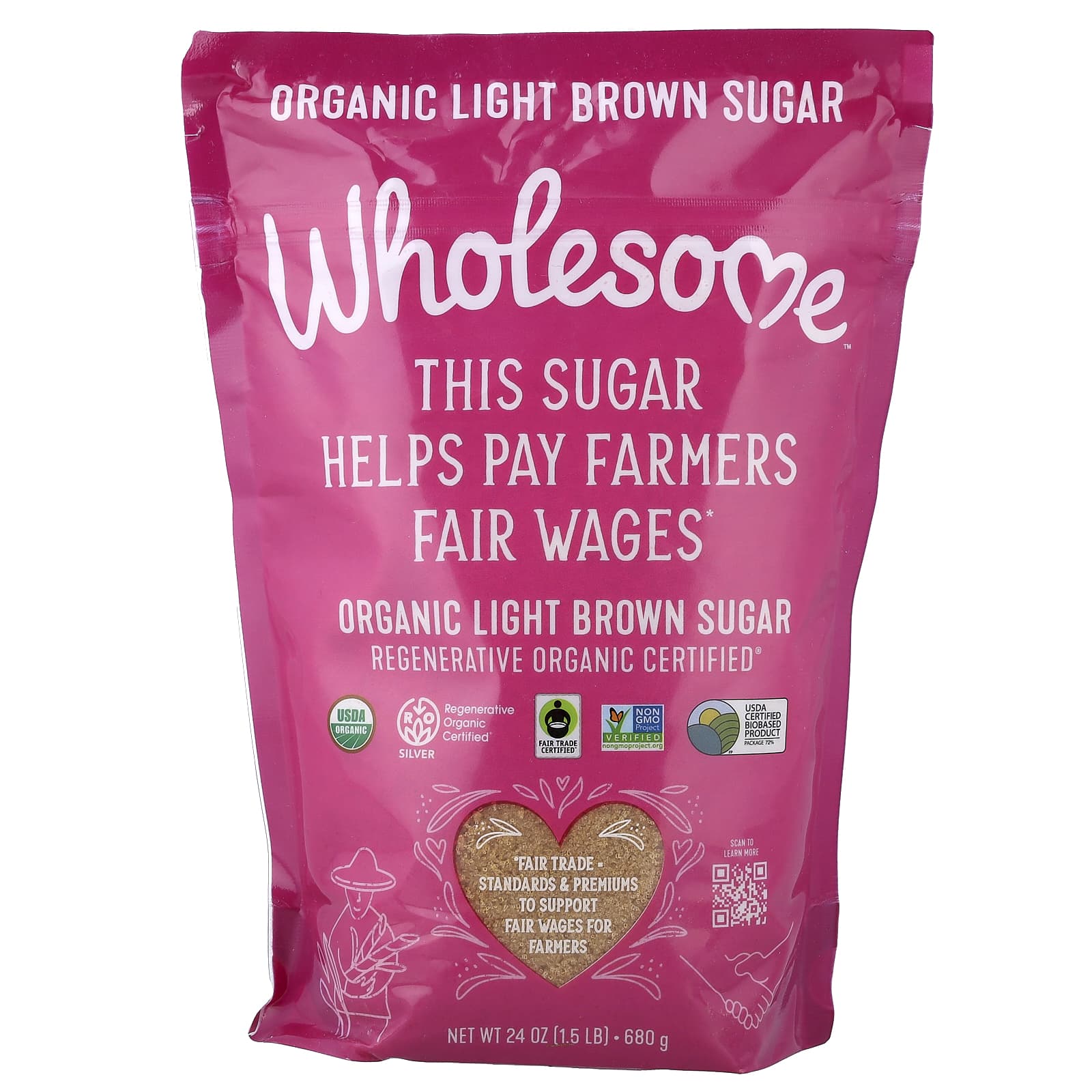 Wholesome Sweeteners, Organic Light Brown Sugar, 24 oz (680 g) - Image 1