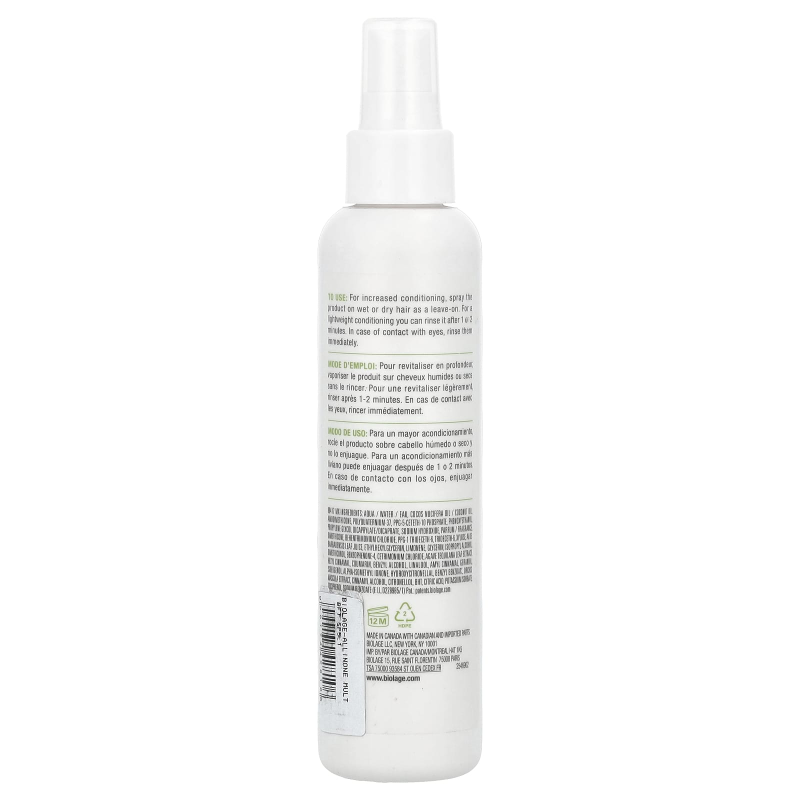 Biolage Coconut All-In-One Multi-Benefit Hair Spray, 5.1 fl oz - Image 2