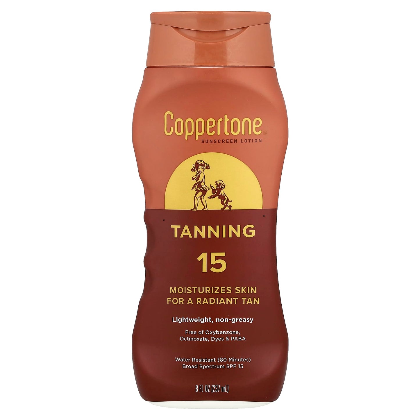 Coppertone Tanning Sunscreen Lotion, SPF 15, 8 fl oz, Water Resistant - Image 1