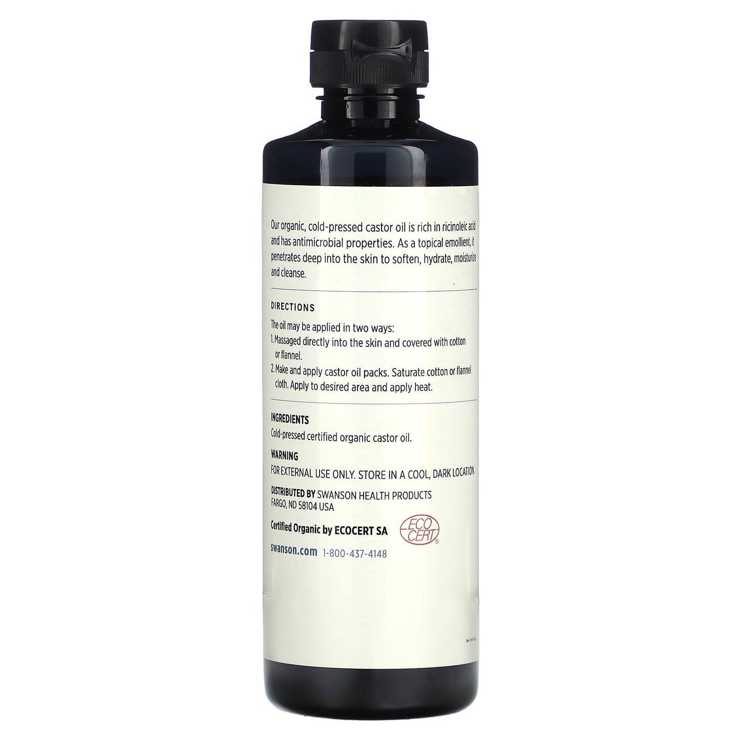 Swanson, Certified Organic Cold-Pressed Castor Oil, 16 fl oz (473 ml) - Image 2