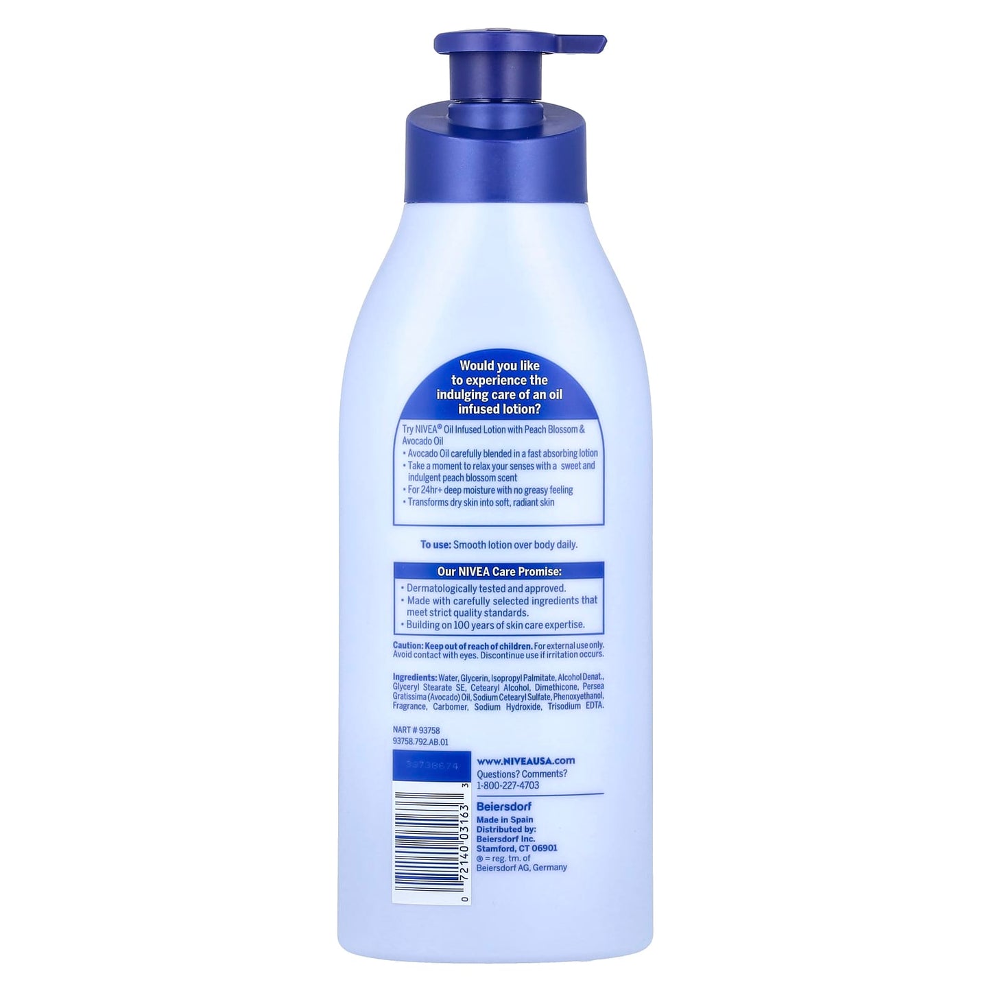 Nivea, Oil Infused Lotion, Peach Blossom & Avocado Oil , 16.9 fl oz (500 ml) - Image 2
