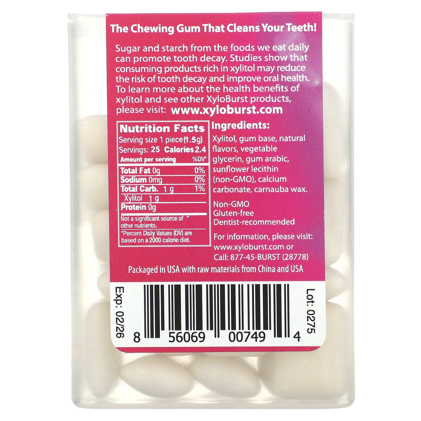 Xyloburst, Xylitol Gum, Bubble Gum, 25 Pieces - Image 2