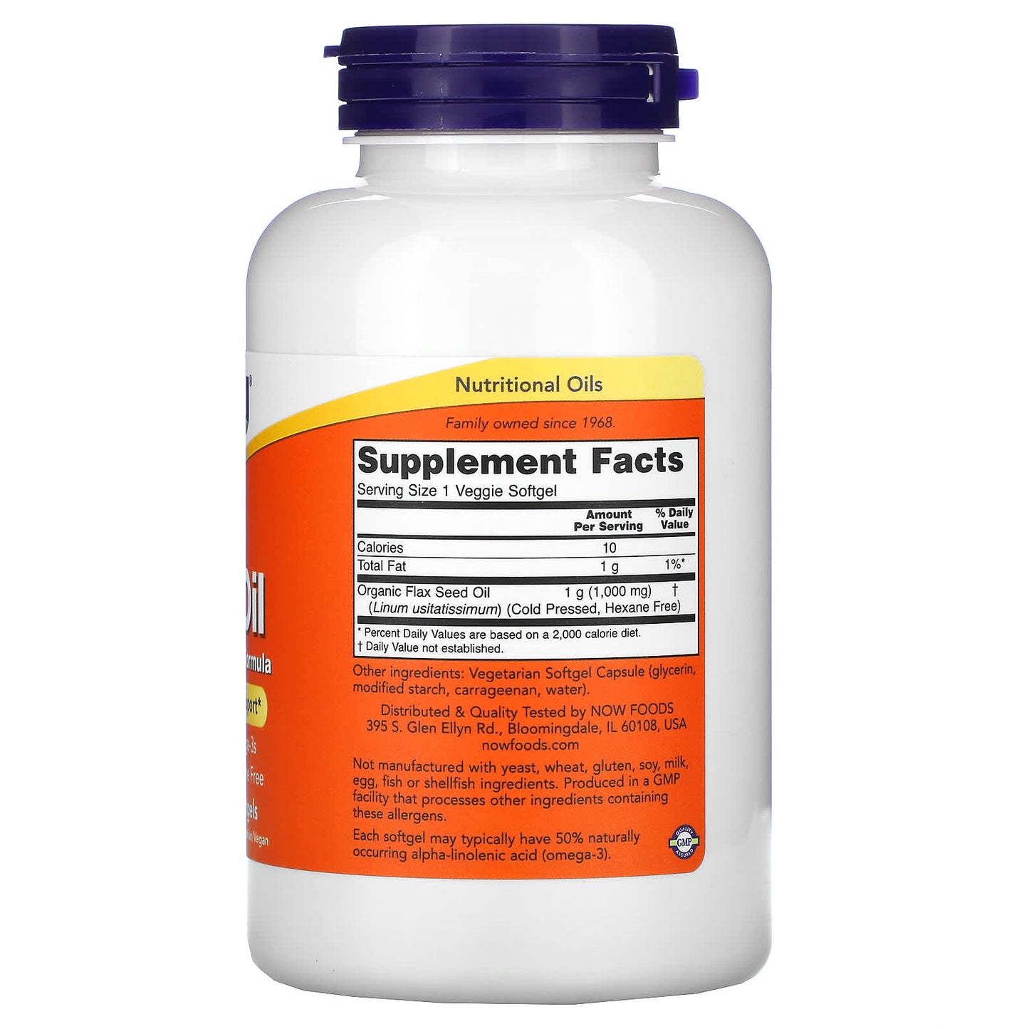 NOW Foods, Flax Oil, 1,000 mg, 120 Veggie Softgels - Image 2