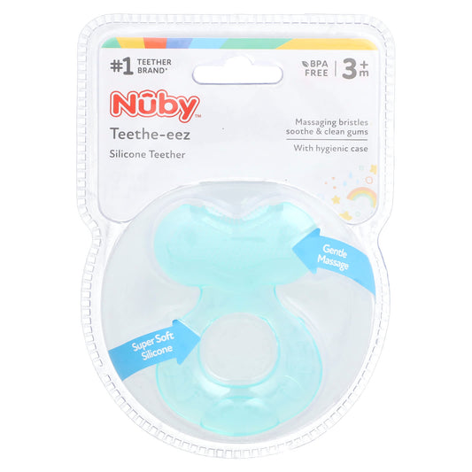 Nuby, Silicone Teether, Teethe-eez, 3+ Months, Aqua, 2 Piece Set - Image 1