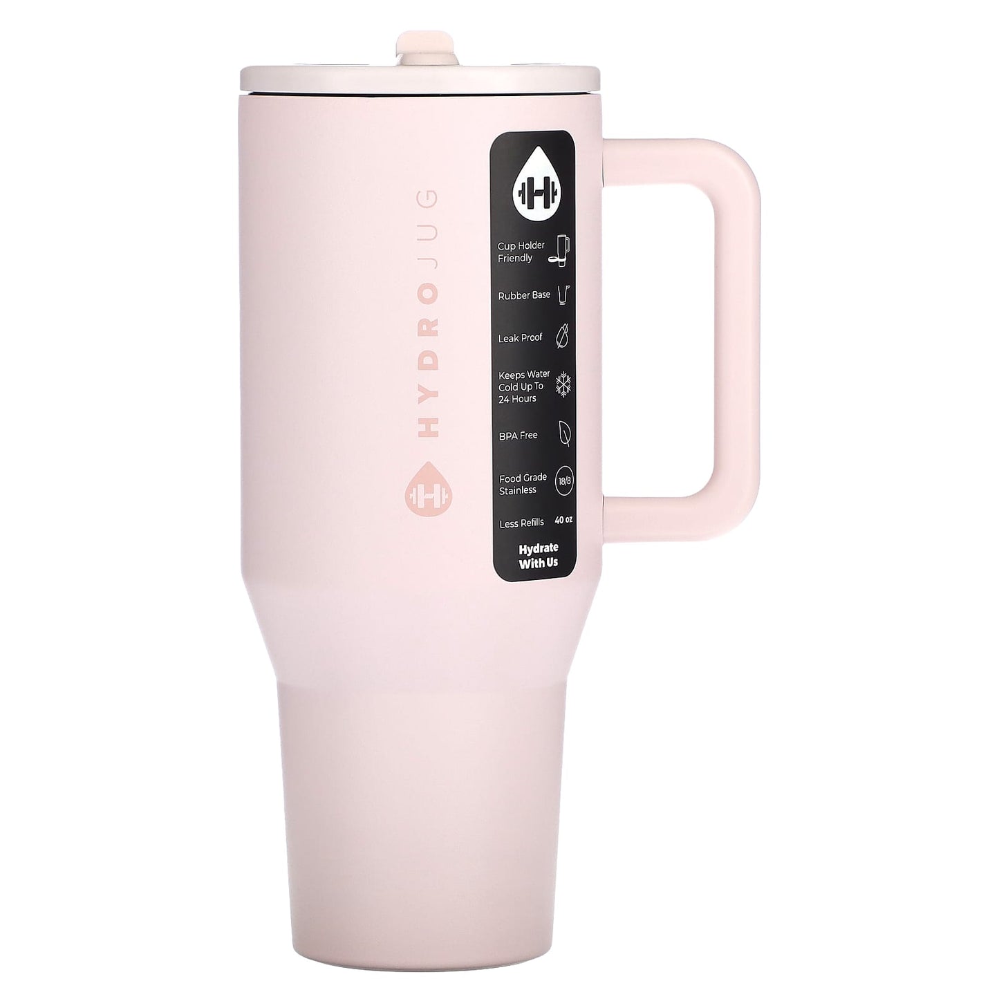 Insulated 40 oz Travel Tumbler, Leak-Proof, Pink Sand - Image 1
