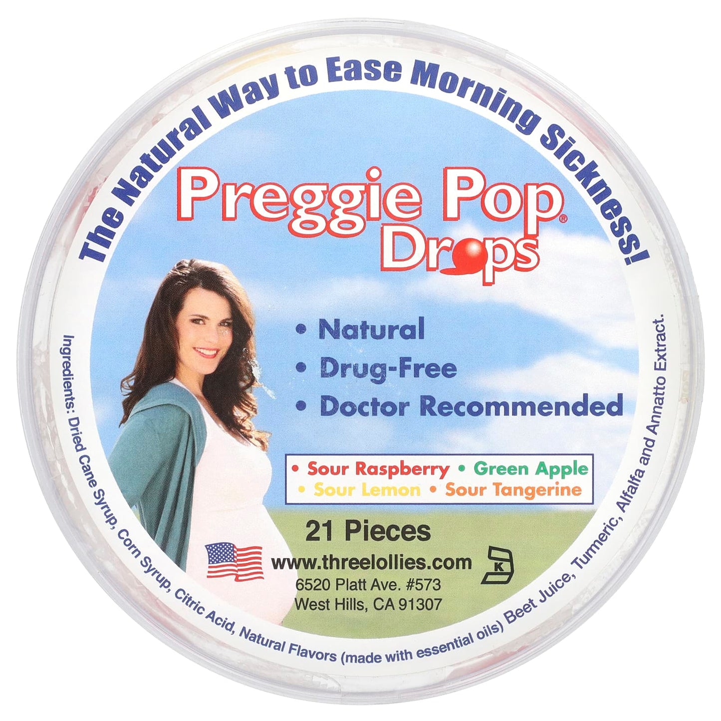 Preggie Pop Drops, Sour Fruits, 21 Pieces - Image 1