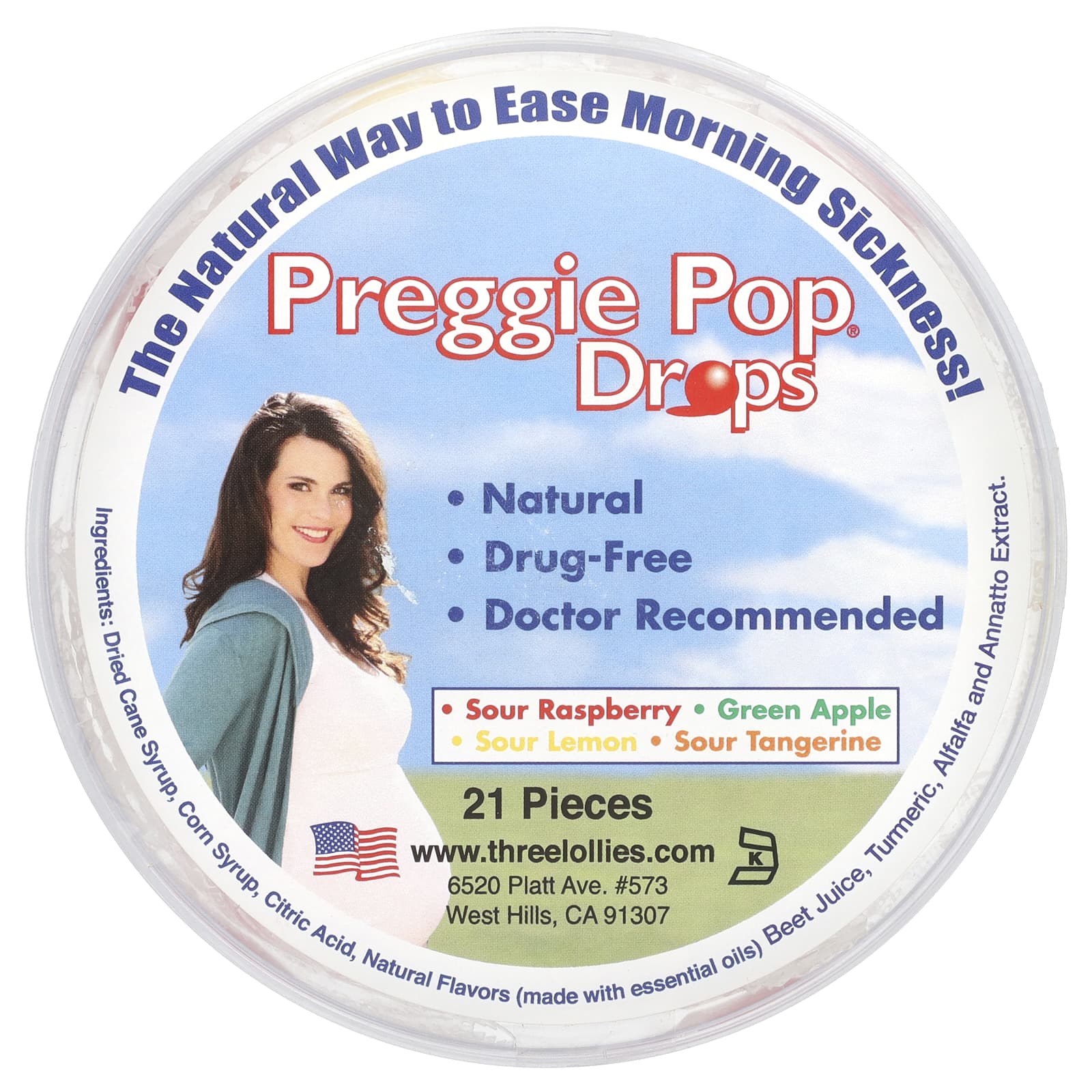 Preggie Pop Drops, Sour Fruits, 21 Pieces - Image 1