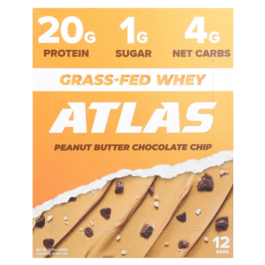 Grass-Fed Peanut Butter Chocolate Chip Protein Bars by Atlas Bar - Image 1