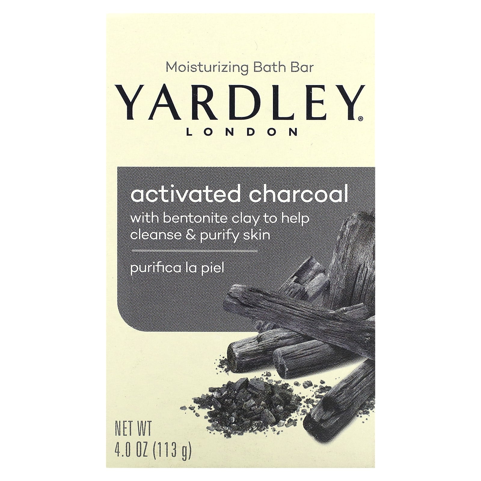 Yardley London, Moisturizing Bath Bar, Activated Charcoal, 4 oz (113 g) - Image 1