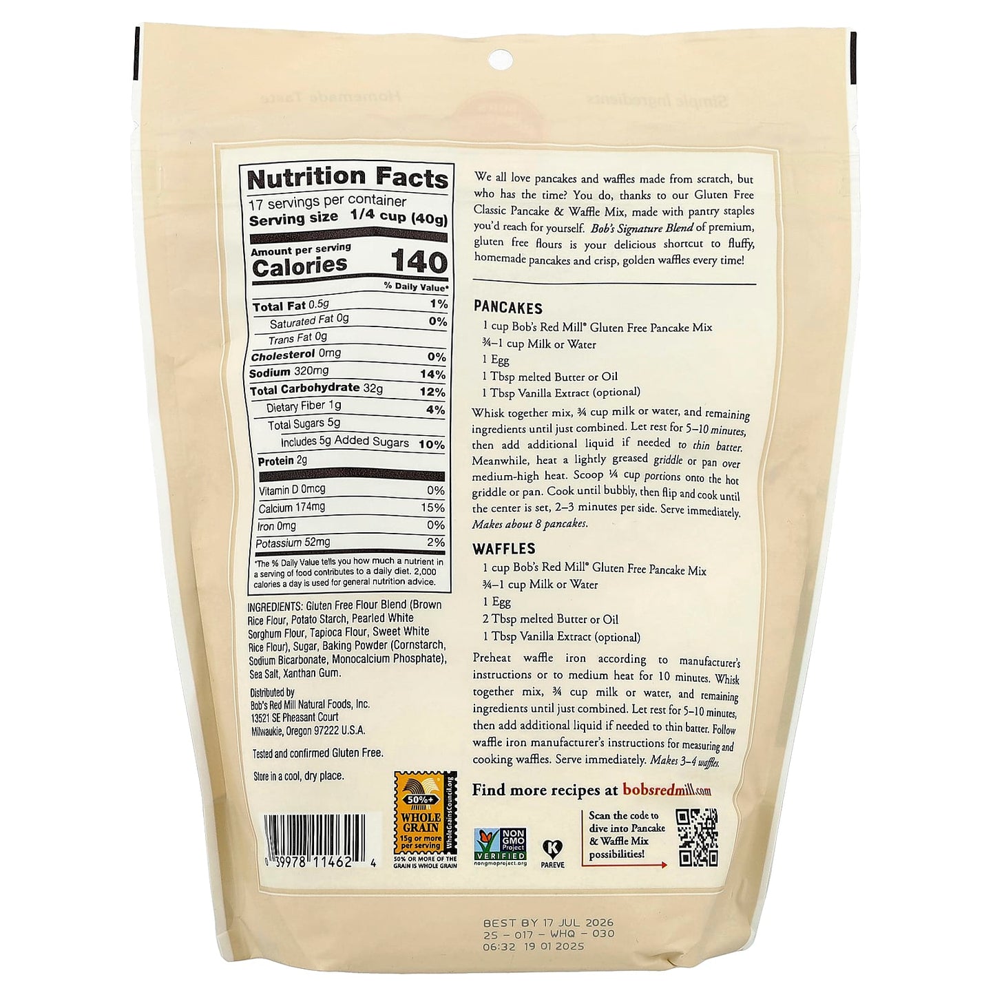 Gluten Free Pancake & Waffle Mix by Bob's Red Mill - 24 oz - Image 2