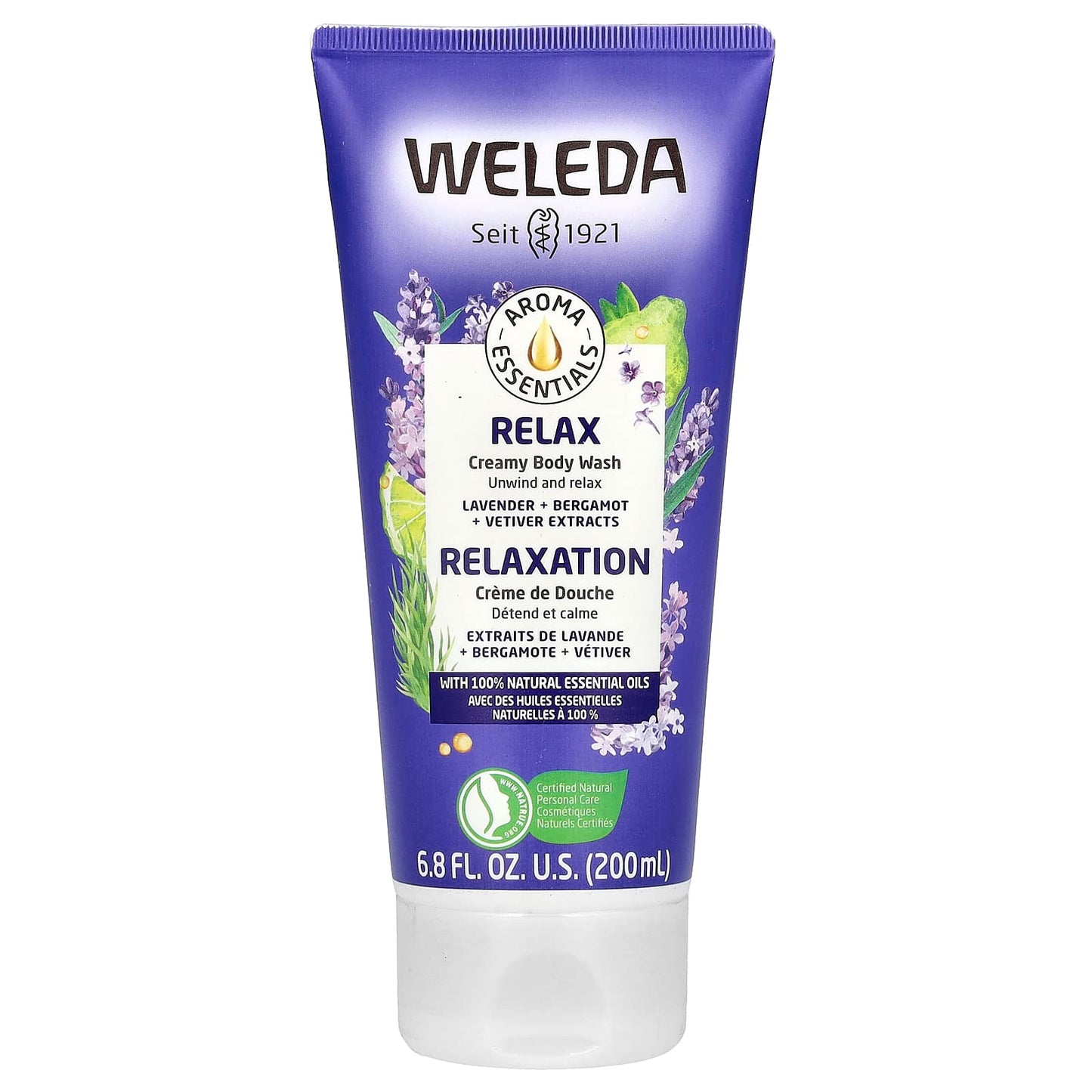 Weleda, Creamy Body Wash, Relax, Lavender + Bergamot + Vetiver Extracts, 6.8 fl oz (200 ml) - Image 1