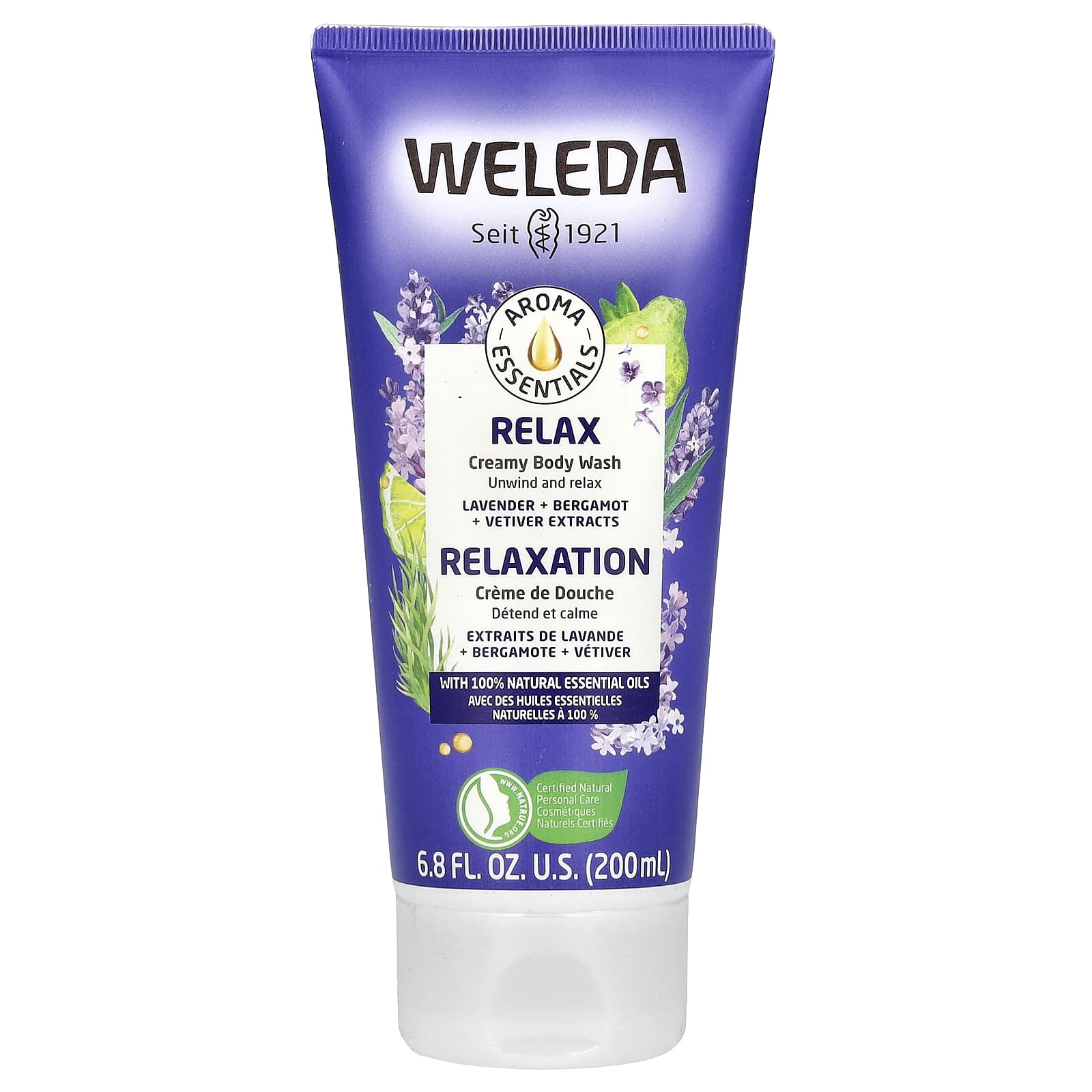 Weleda, Creamy Body Wash, Relax, Lavender + Bergamot + Vetiver Extracts, 6.8 fl oz (200 ml) - Image 1