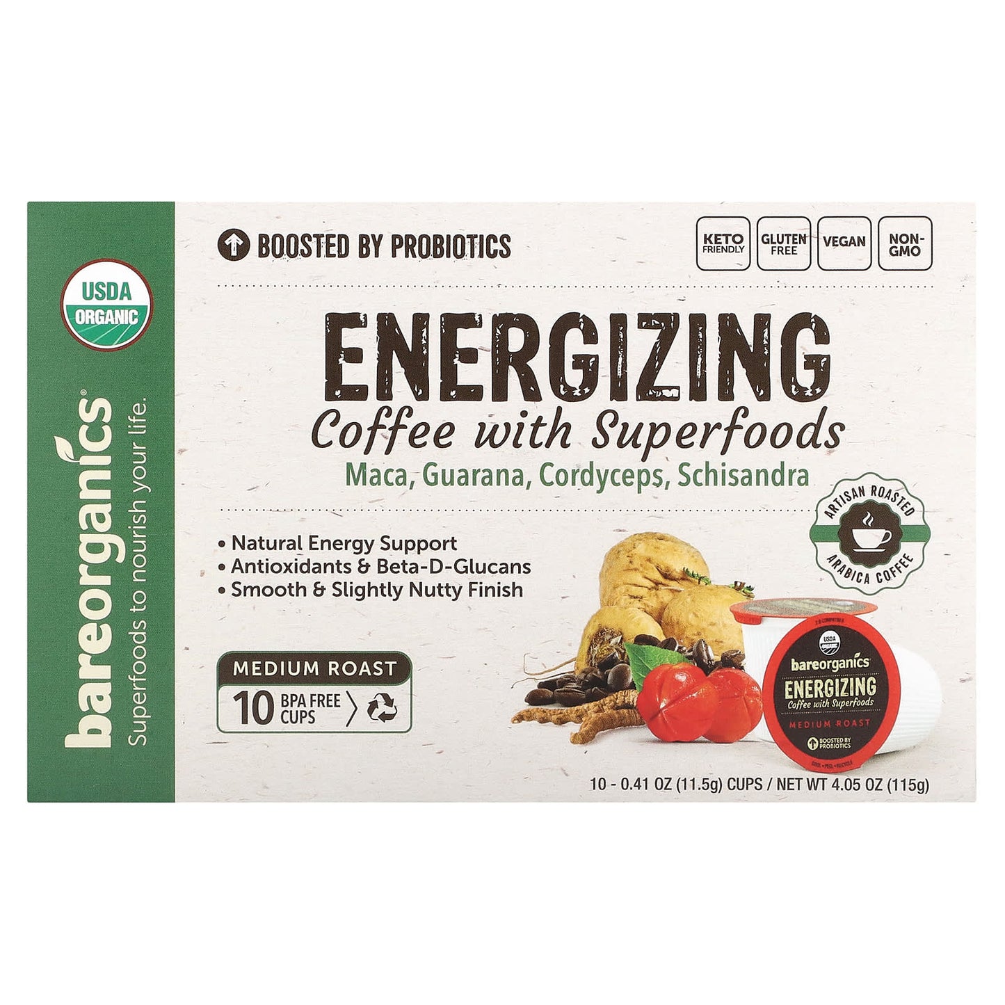 BareOrganics USDA Organic Superfoods Coffee | Boost Energy Naturally - Image 1