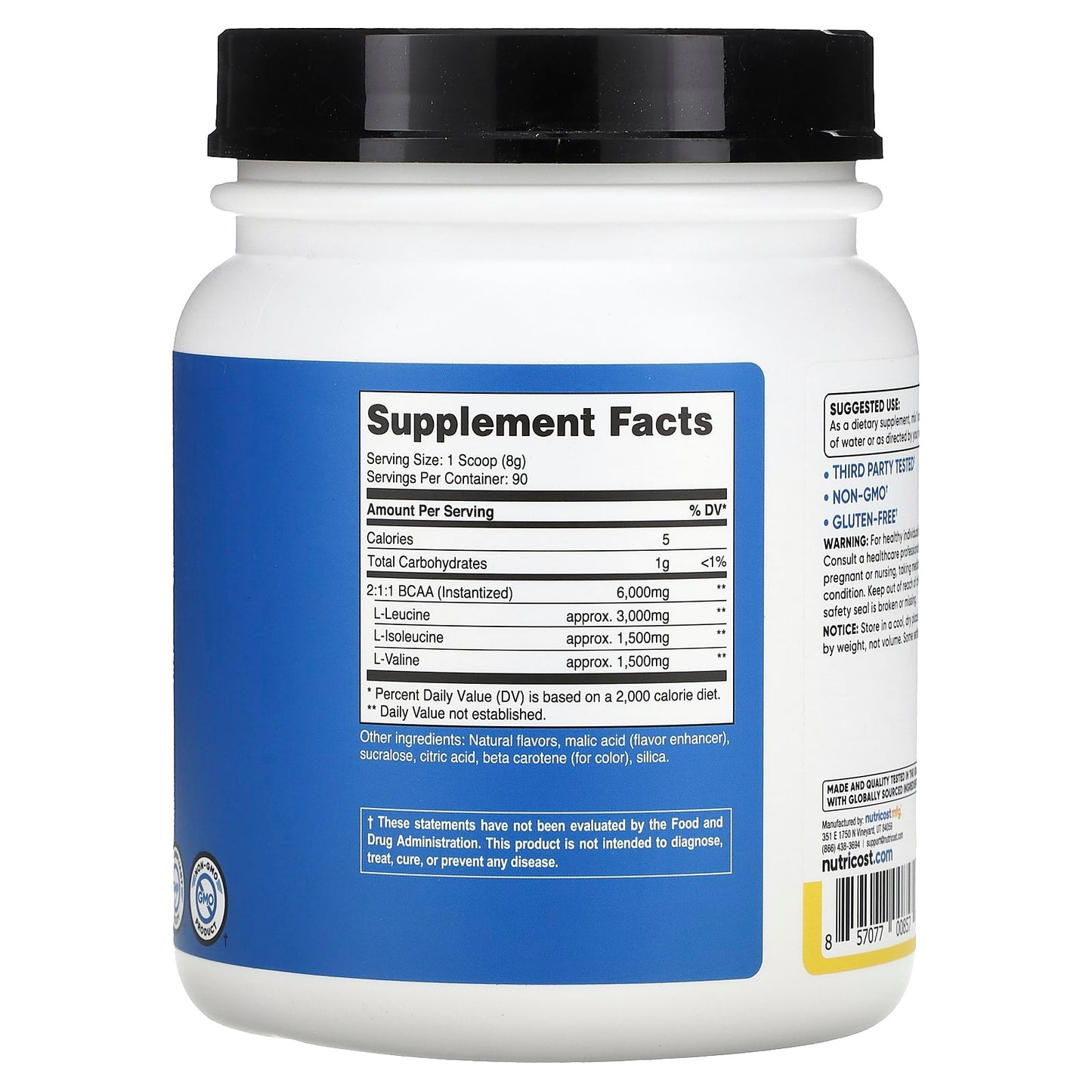 Nutricost, Performance, BCAA, Pineapple, 1.6 lb (738 g) - Image 2