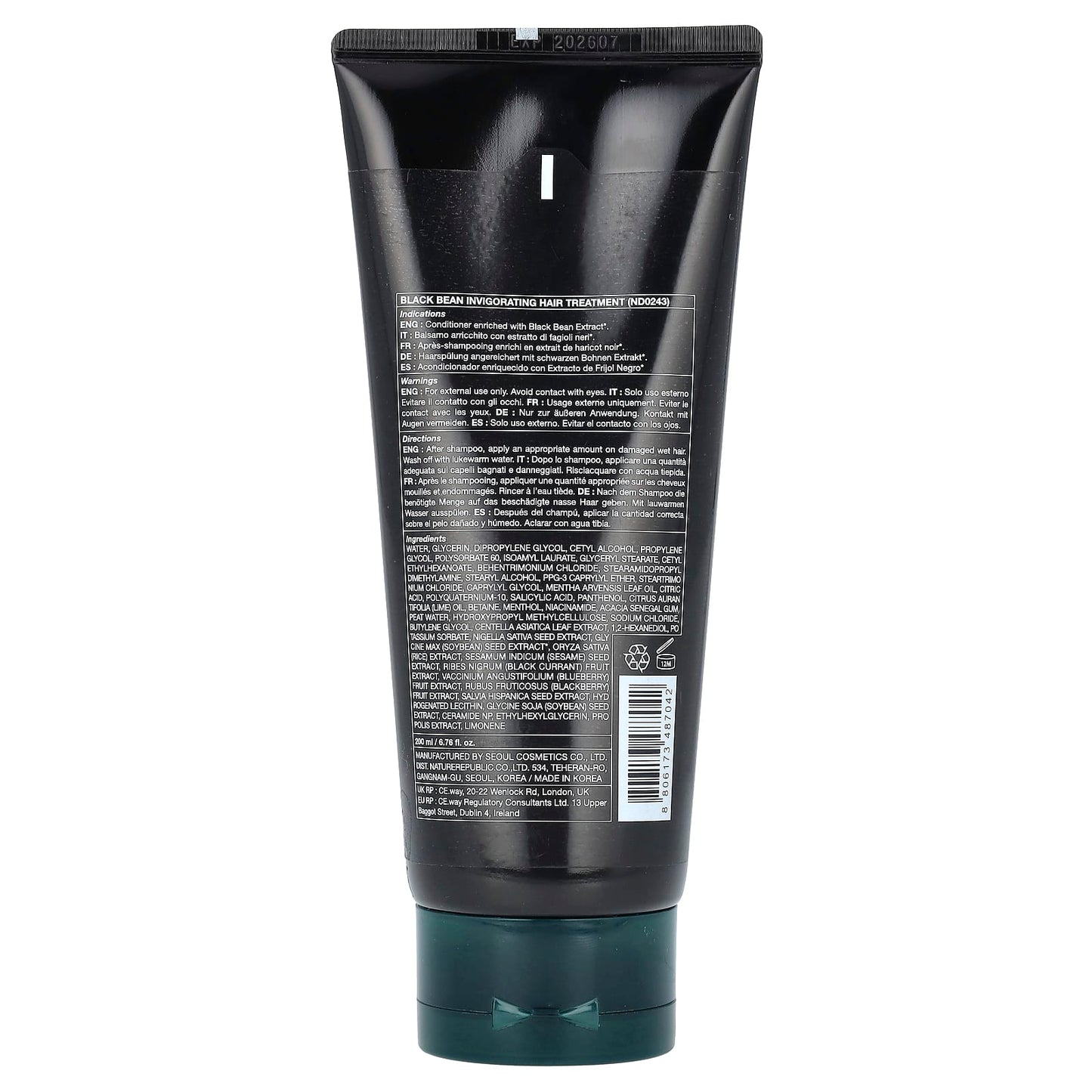 Nature Republic, Black Bean, Invigorating Hair Treatment, 6.76 fl oz (200 ml) - Image 2