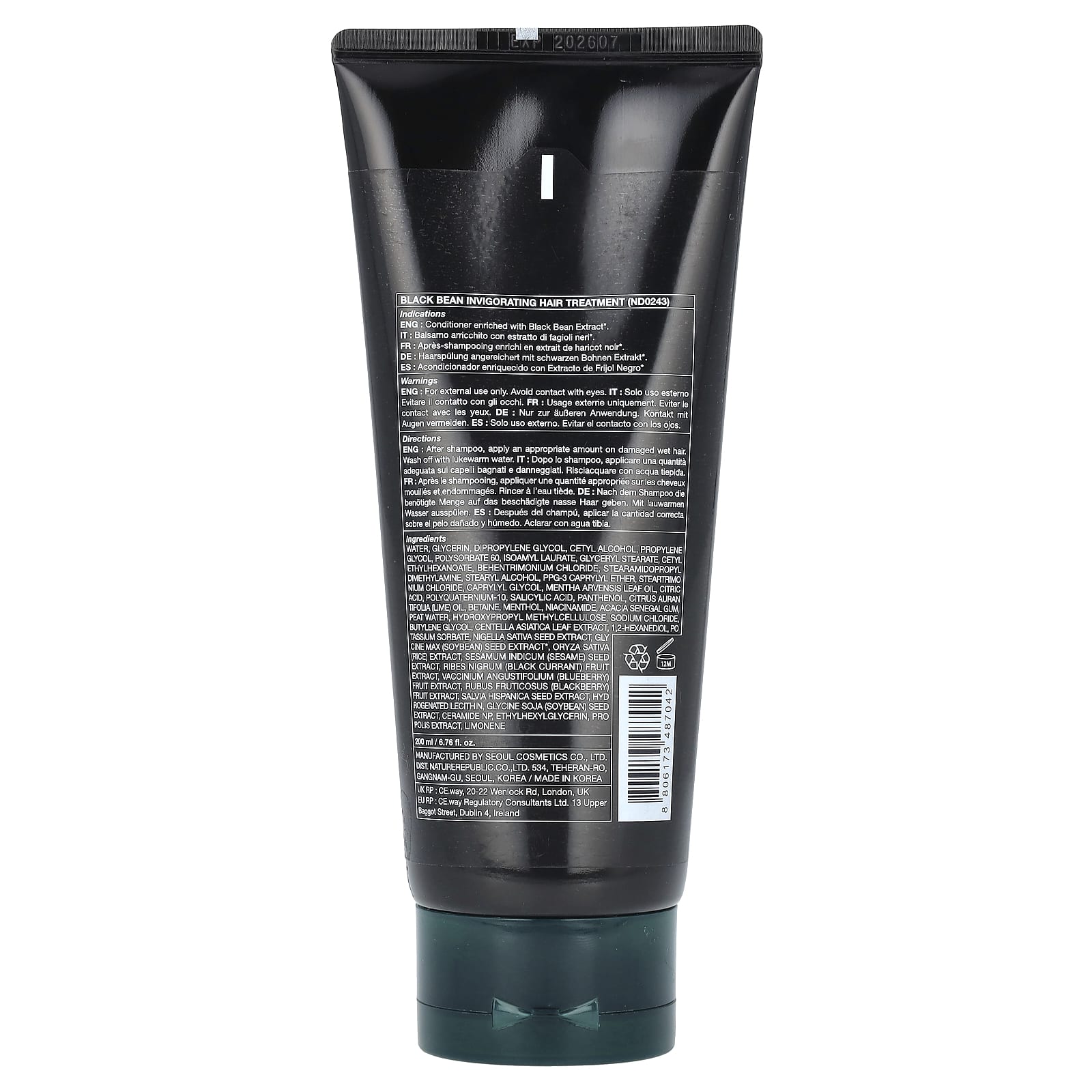 Nature Republic, Black Bean, Invigorating Hair Treatment, 6.76 fl oz (200 ml) - Image 2