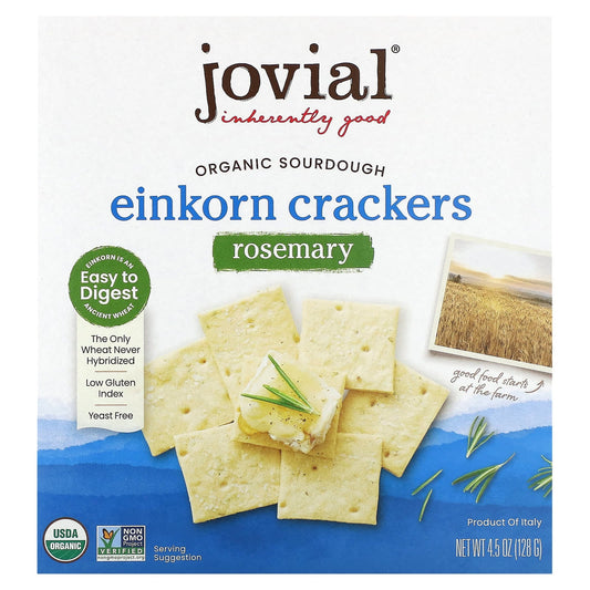 Organic Einkorn Sourdough Crackers with Rosemary | Easy to Digest Snack - Image 1
