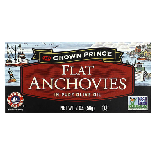 Crown Prince Natural Wild-Caught Anchovies in Pure Olive Oil - Image 1
