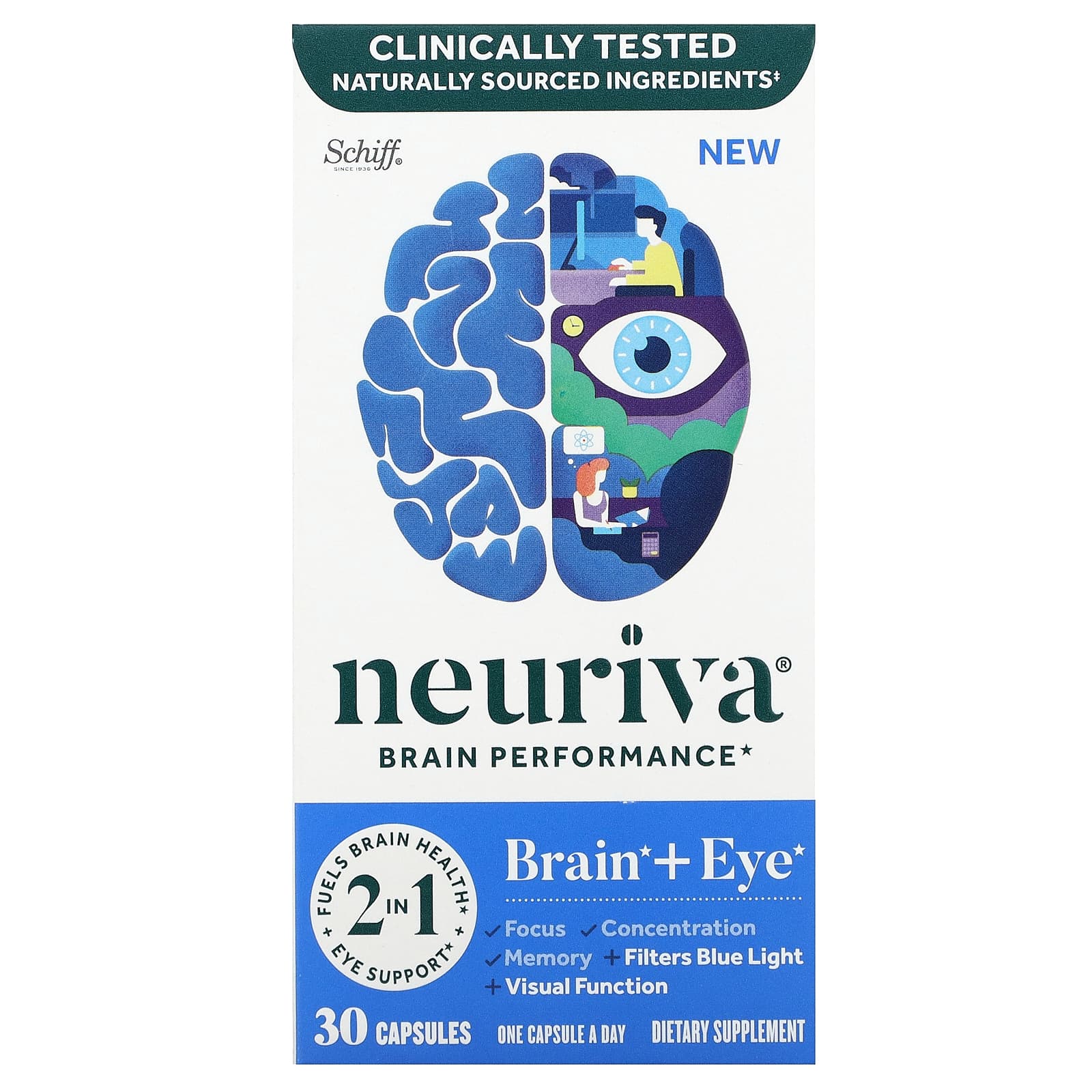 Schiff, Neuriva Brain Performance, 30 Capsules - Image 1