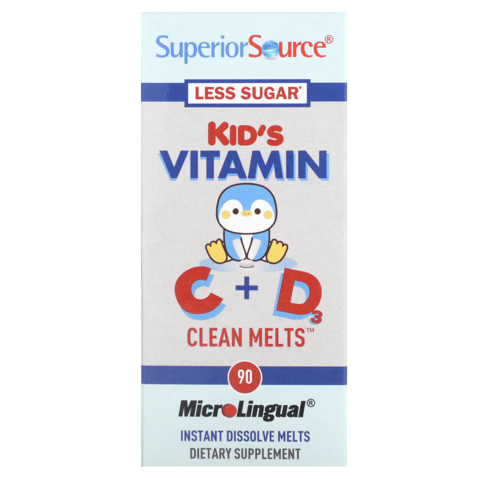 Superior Source, Kid's Vitamin C + D Clean Melts, 90 Instant Dissolve Melts - Image 1