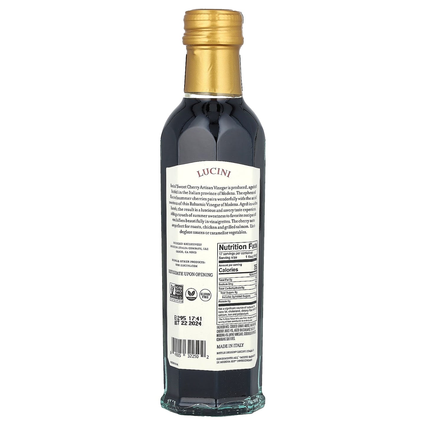 Lucini, Artisan Vinegar, Sweet Cherry, 8.5 fl oz (250 ml) - Image 2