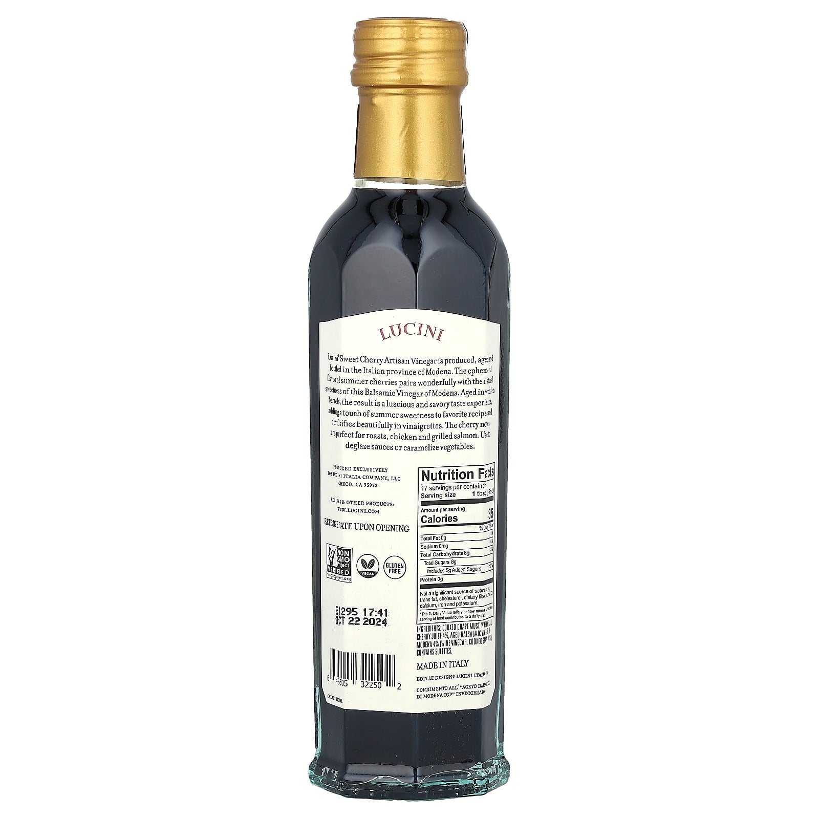 Lucini, Artisan Vinegar, Sweet Cherry, 8.5 fl oz (250 ml) - Image 2