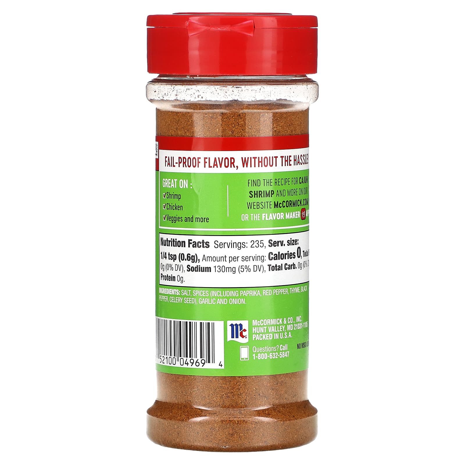 McCormick, Perfect Pinch, Cajun Seasoning, 5 oz (141 g) - Image 2