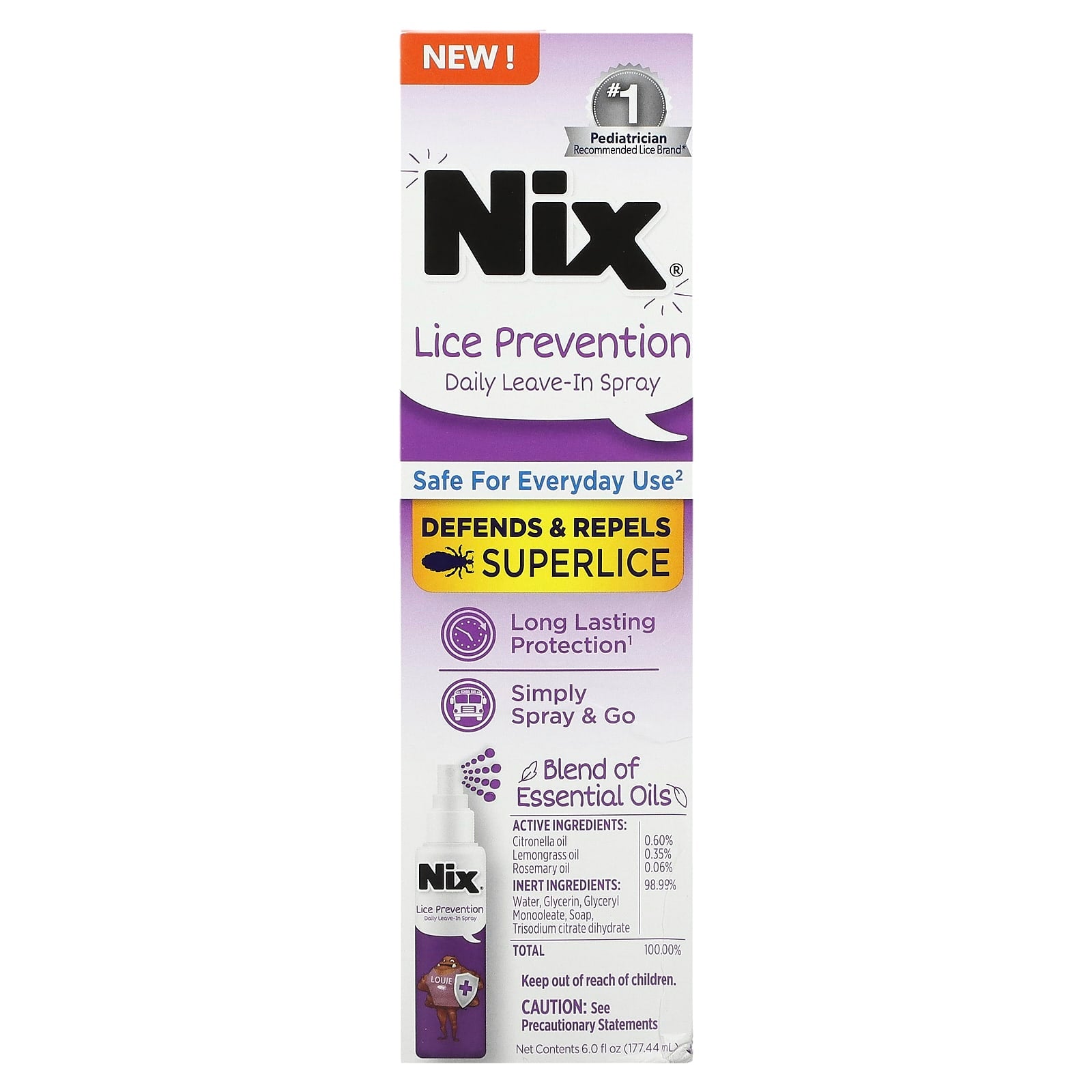 Nix, Lice Prevention, Daily Leave-In Spray, 6 fl oz (177.44 ml) - Image 1