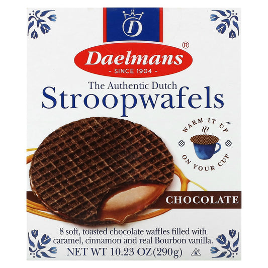 Authentic Dutch Chocolate Stroopwafels by Daelmans - 8 Waffles, 10.23 oz - Image 1