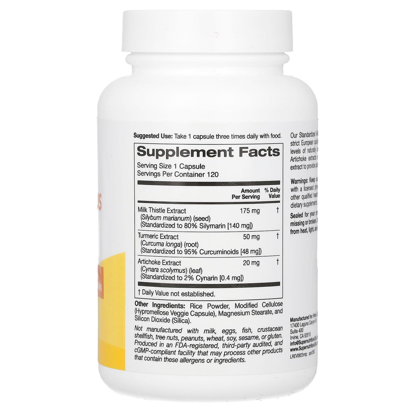 Milk Thistle Plus with Turmeric & Artichoke, 175mg, 120 Capsules - Image 2