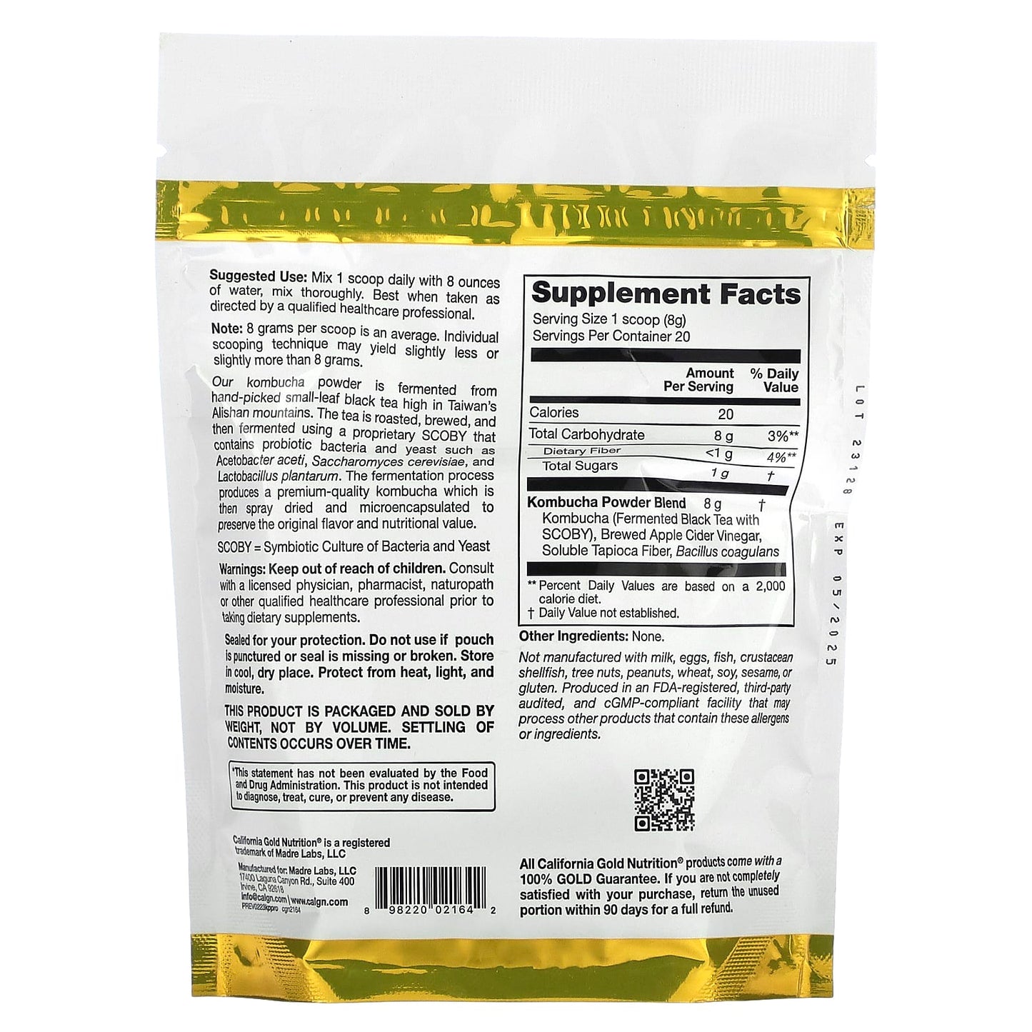 California Gold Nutrition Kombucha Powder with Probiotics & Superfoods - Image 2
