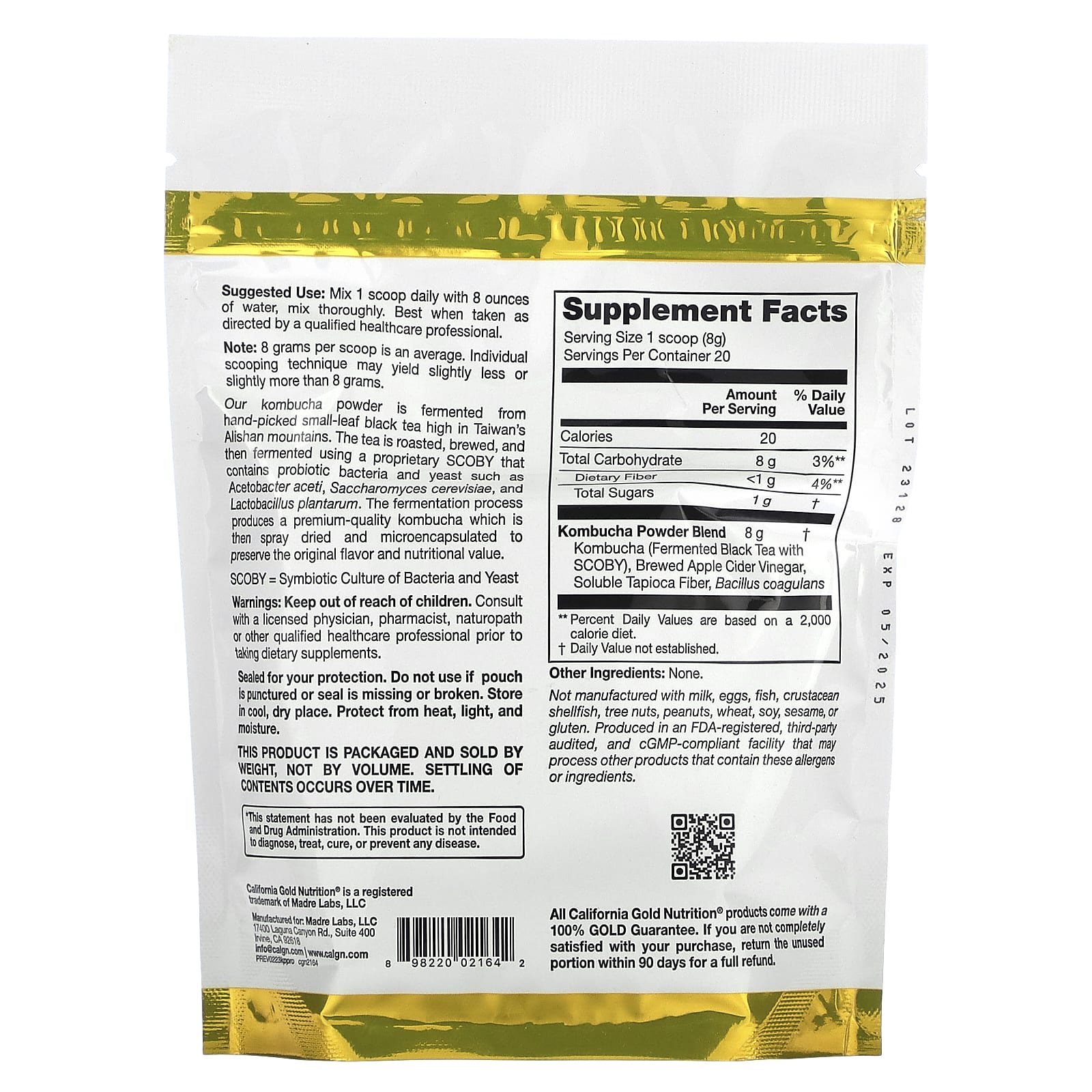California Gold Nutrition Kombucha Powder with Probiotics & Superfoods - Image 2