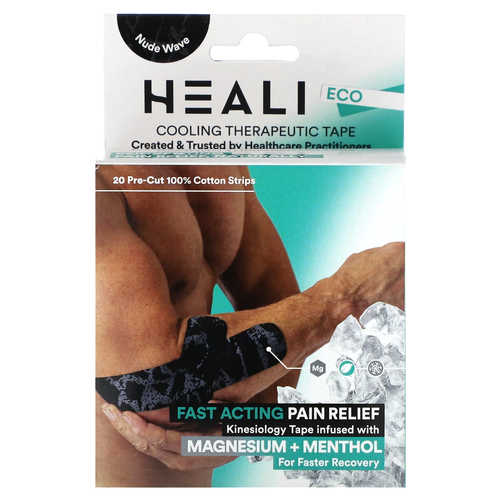 Natural Pain Relief & Injury Support - 20 Pre-Cut Kinesiology Tape Strips - Image 1