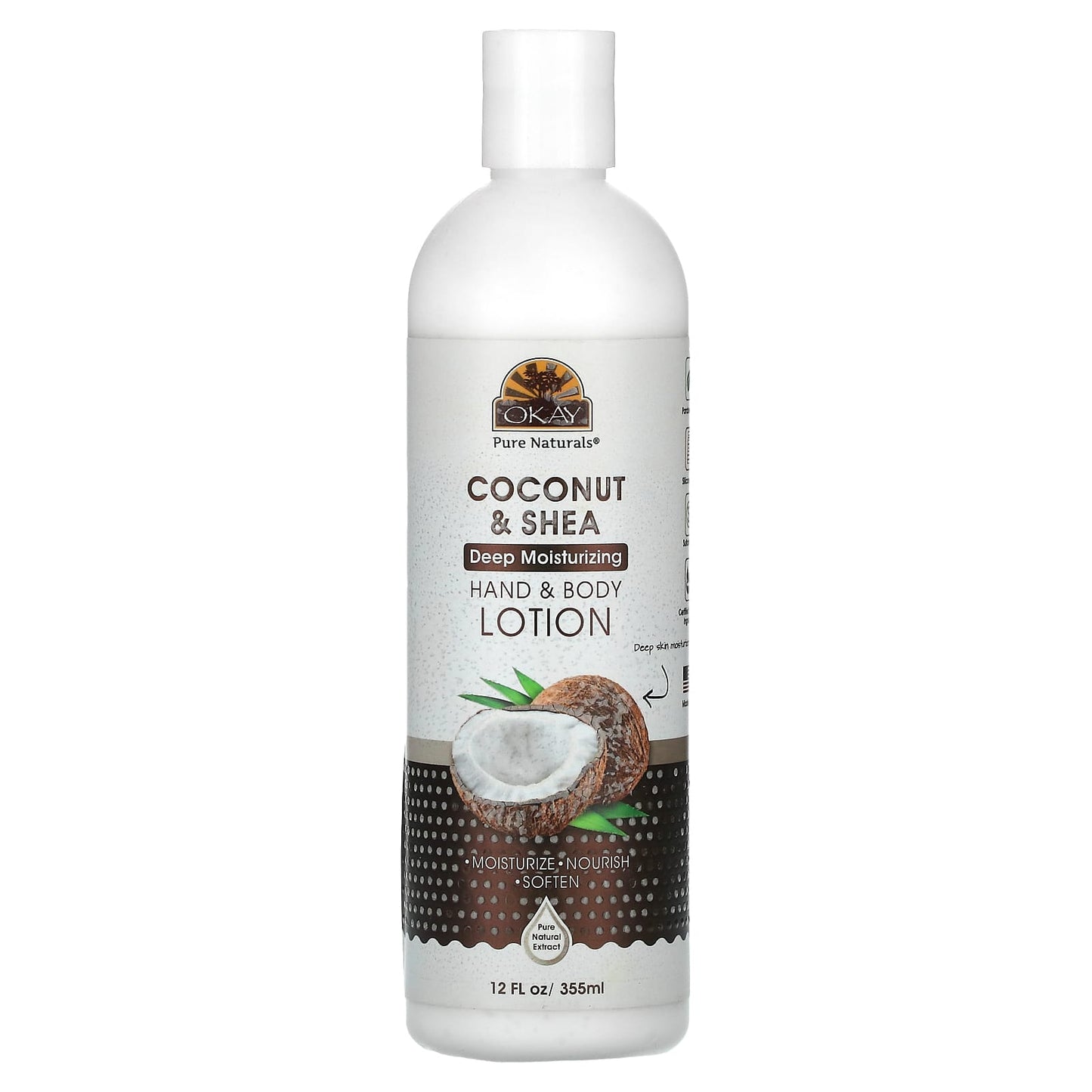 Okay Pure Naturals, Hand & Body Lotion, Coconut & Shea, 12 fl oz (355 ml) - Image 1