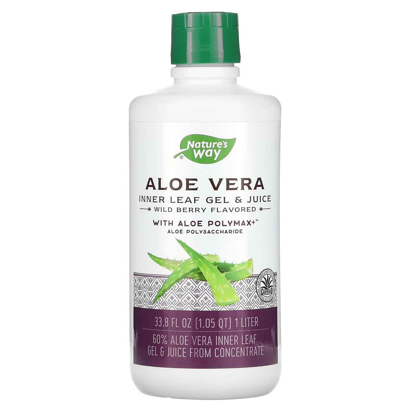 Nature's Way, Aloe Vera, Inner Leaf Gel & Juice with Aloe Polymax, Wild Berry, 33.8 fl oz (1 Liter) - Image 1