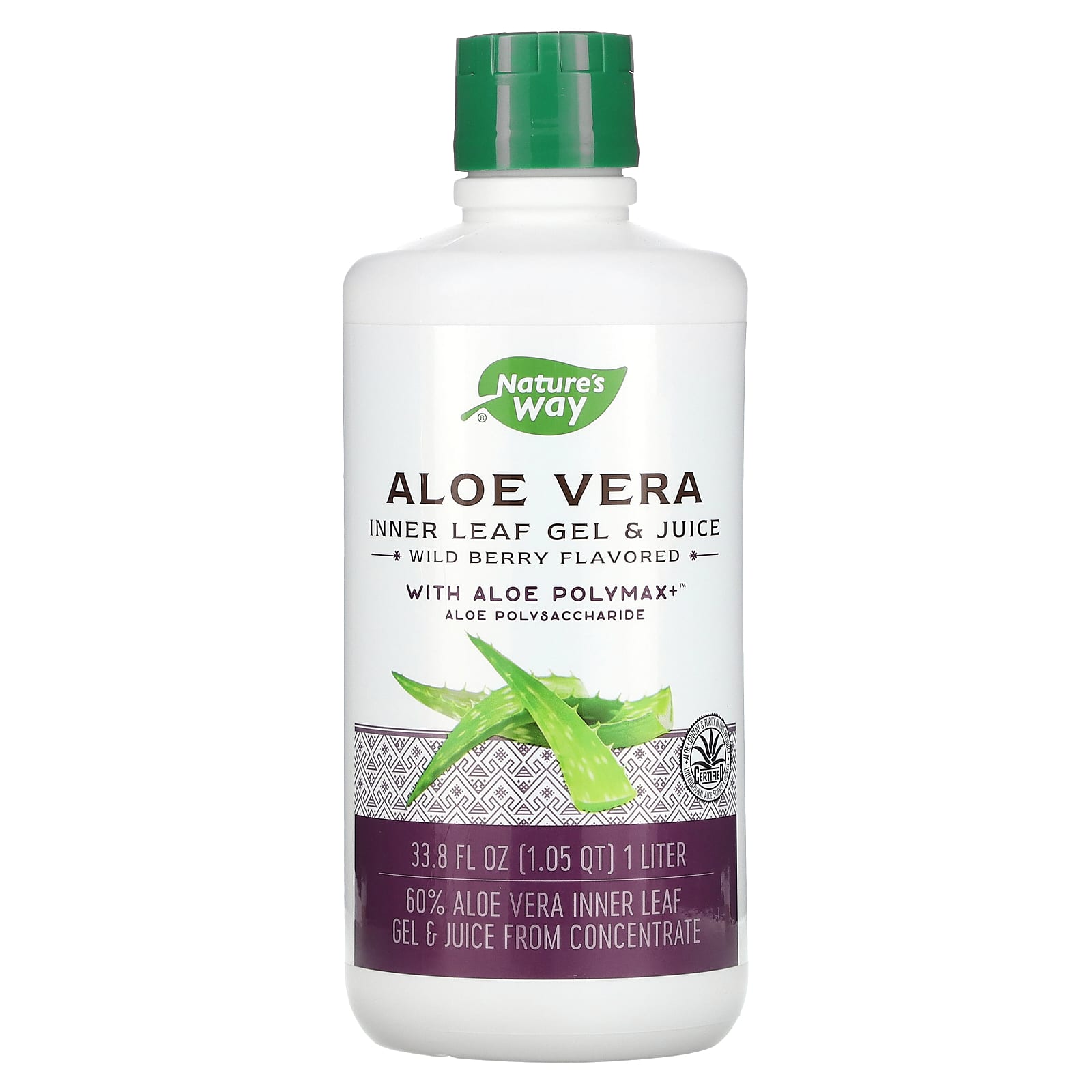 Nature's Way, Aloe Vera, Inner Leaf Gel & Juice with Aloe Polymax, Wild Berry, 33.8 fl oz (1 Liter) - Image 1