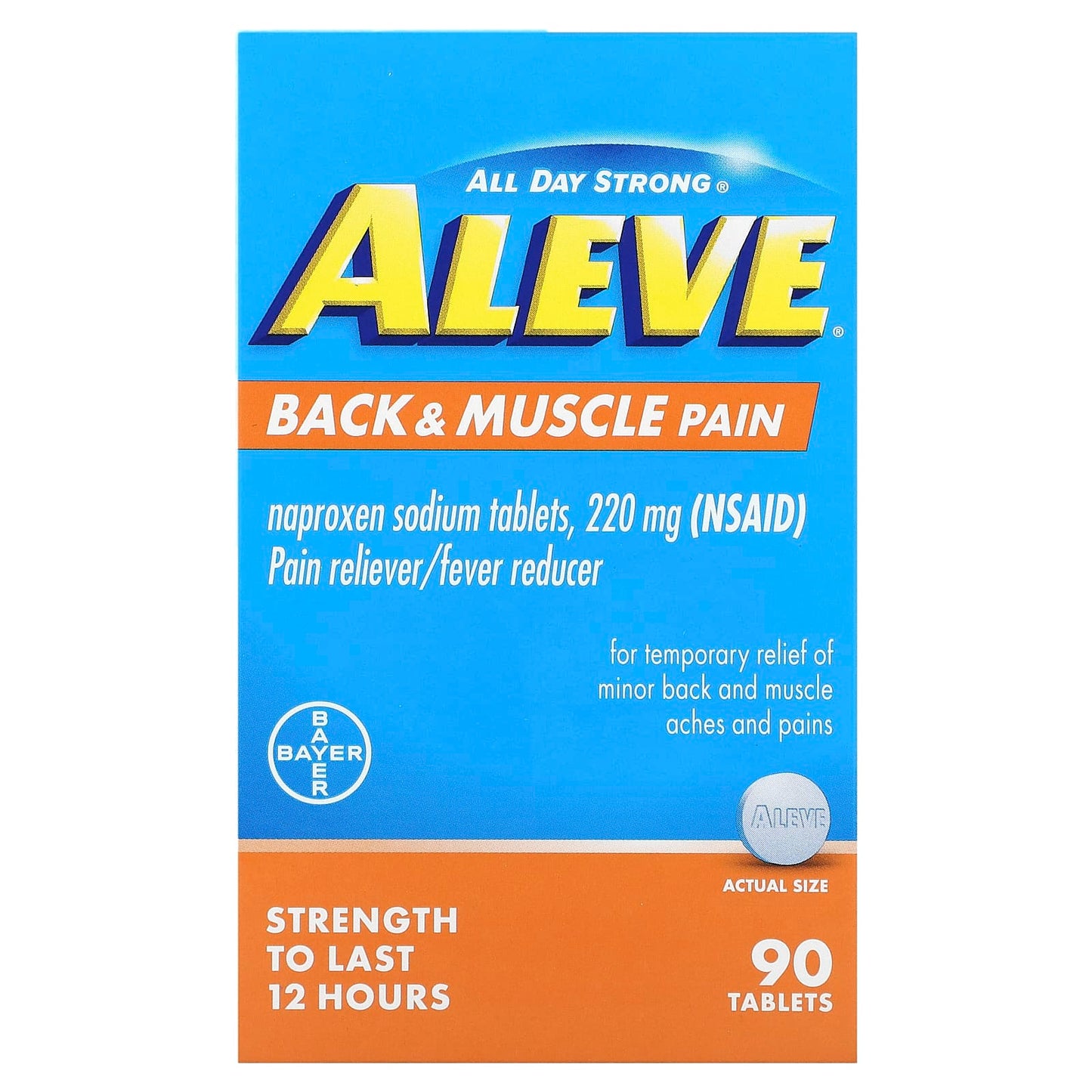 Aleve Back & Muscle Pain Relief, 220mg, 90 Tablets - Image 1