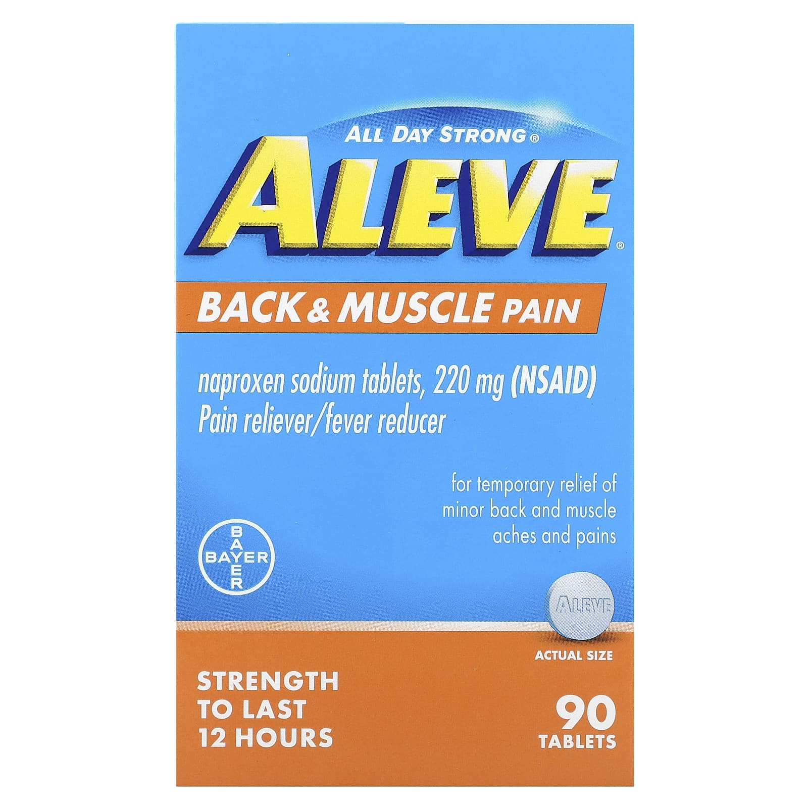 Aleve Back & Muscle Pain Relief, 220mg, 90 Tablets - Image 1