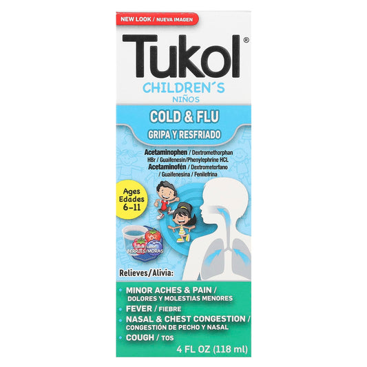 Tukol, Children's, Cold & Flu, Ages 6-11, Berries, 4 fl oz (118 ml) - Image 1
