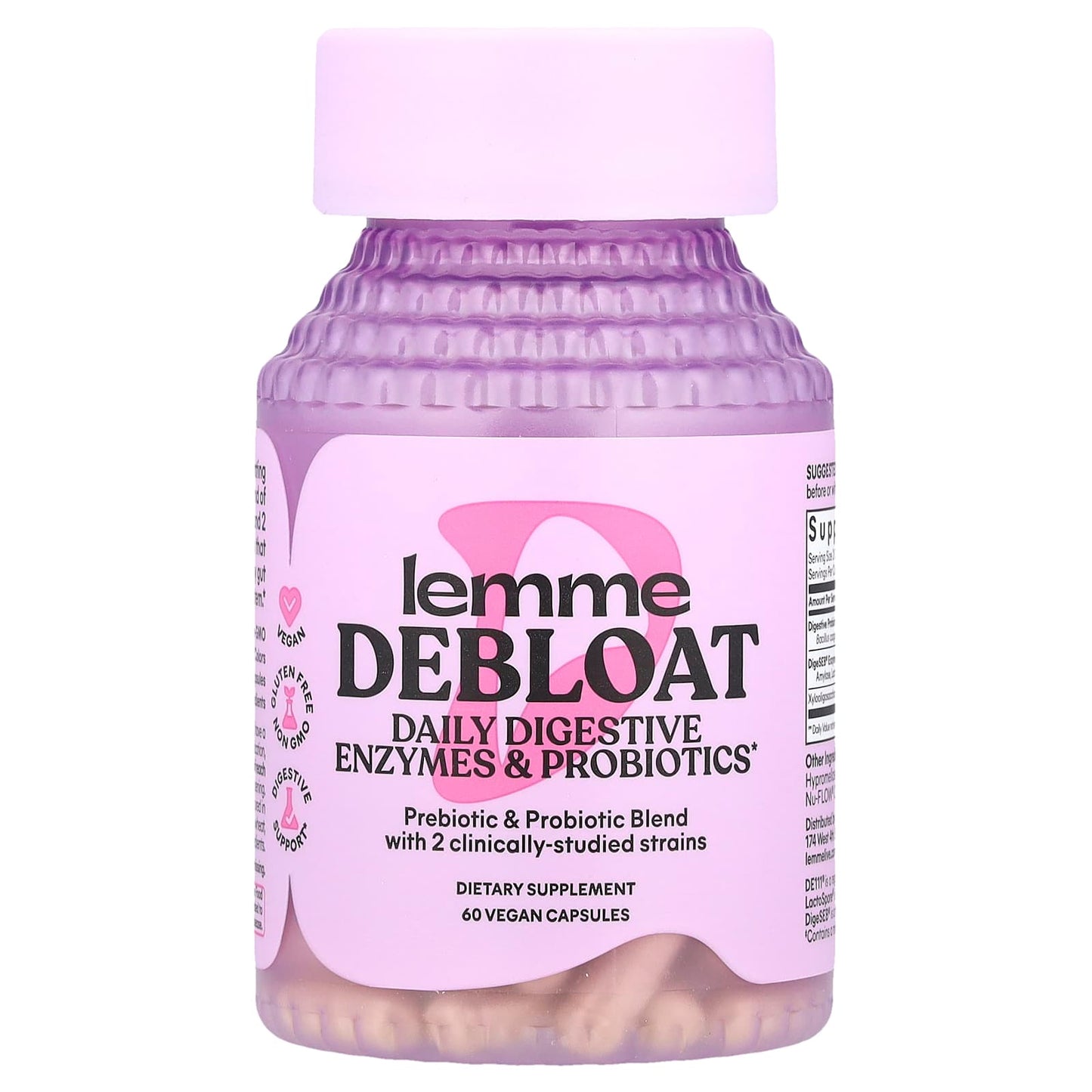 Lemme, Debloat, Daily Digestive Enzymes & Probiotics, 60 Vegan Capsules - Image 1