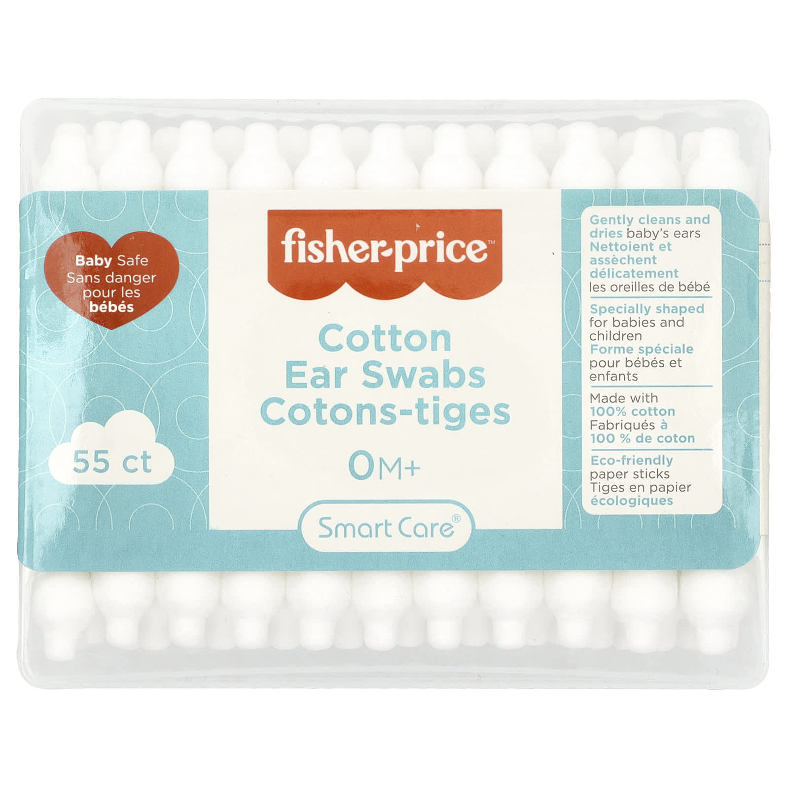 Fisher-Price Cotton Ear Swabs for Baby, 55 Count, 0+ Months - Image 1