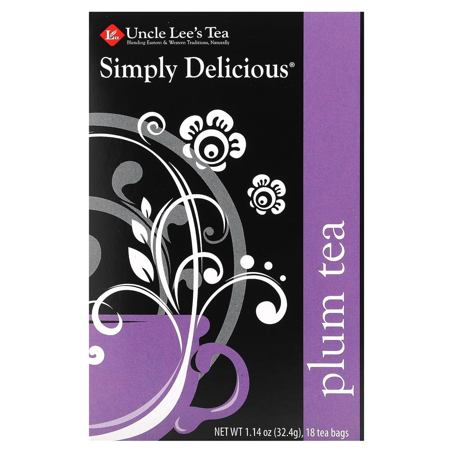 Uncle Lee's Tea, Simply Delicious, Plum Tea, 18 Tea Bags, 1.14 oz (32.4 g) - Image 1