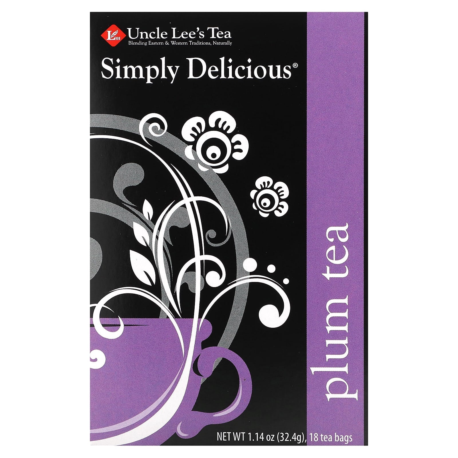Uncle Lee's Tea, Simply Delicious, Plum Tea, 18 Tea Bags, 1.14 oz (32.4 g) - Image 1
